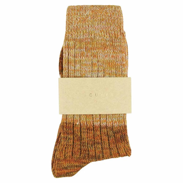 Mustard/Brown Melange Block Socks