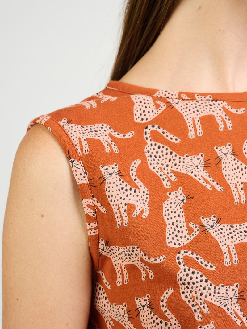Millie Muscle Tee - Leopard Sienna