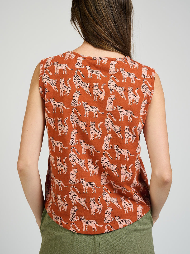 Millie Muscle Tee - Leopard Sienna