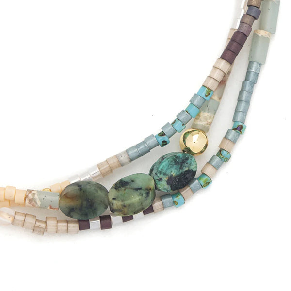 Mixed Media Bracelet - Transformation/African Turquoise/Gold