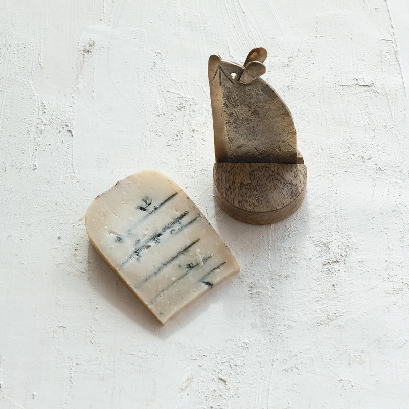 Hand Forged Mouse Cheese Knife w/ Mango Wood Stand