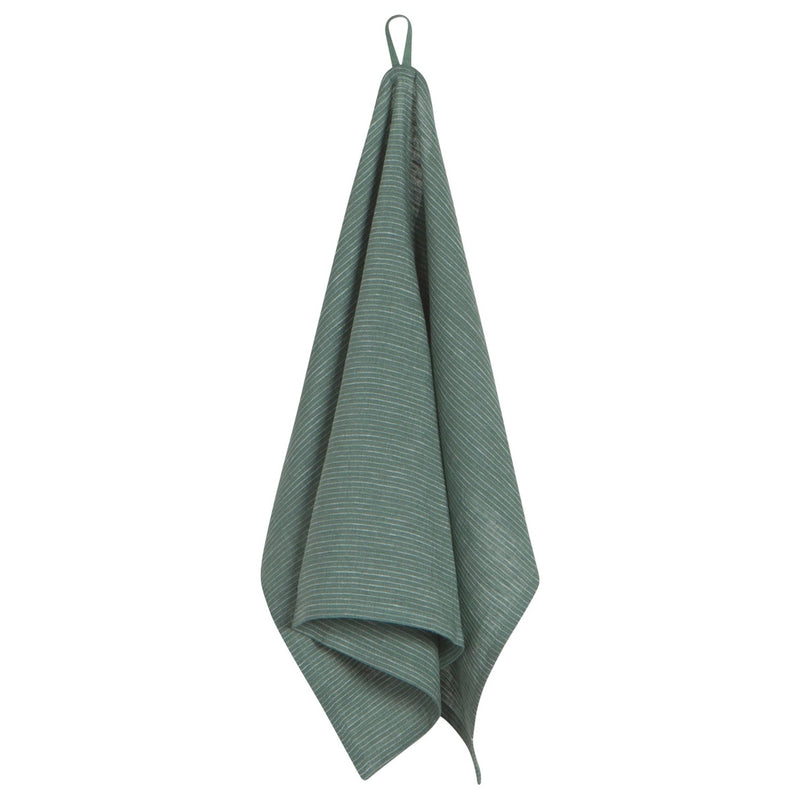 Pinstripe Linen Dish Towel - Jade