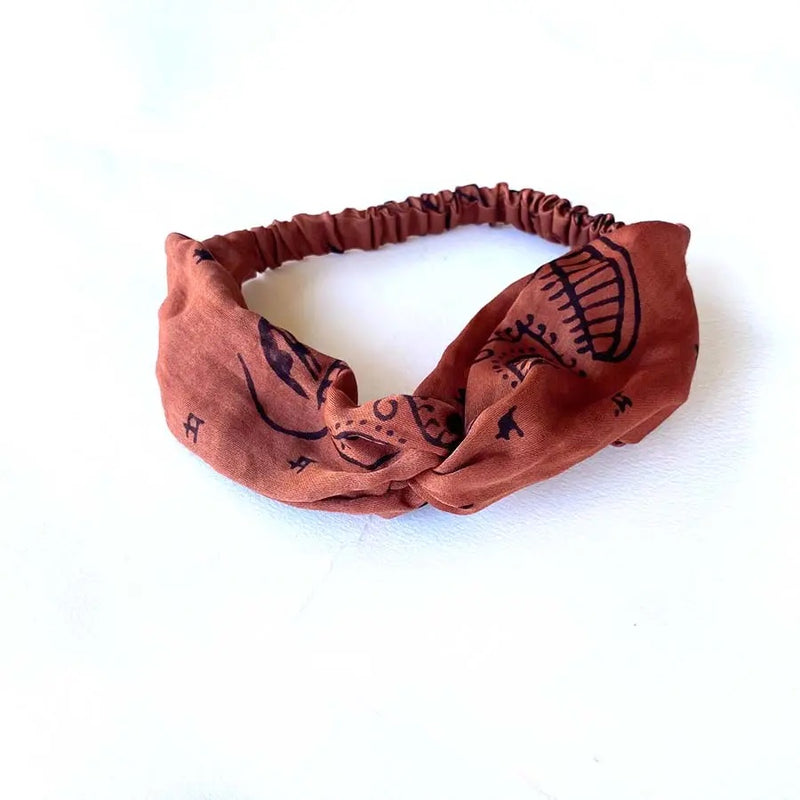 Cotton/Silk Rust Print Headband