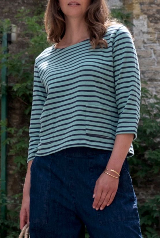 Classic Sailor Tee in Duck Egg & Indigo Stripe