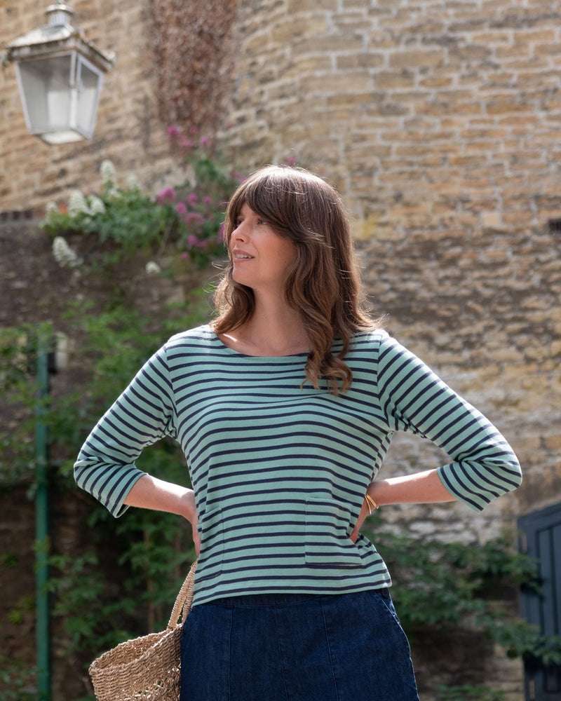 Classic Sailor Tee in Duck Egg & Indigo Stripe