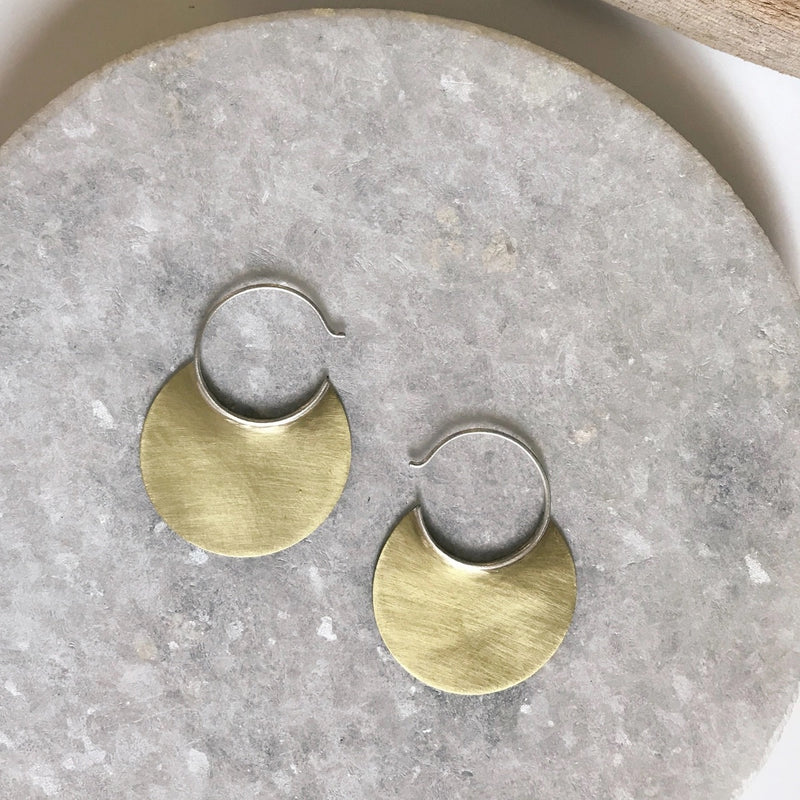 Small Brass Disc Hoops