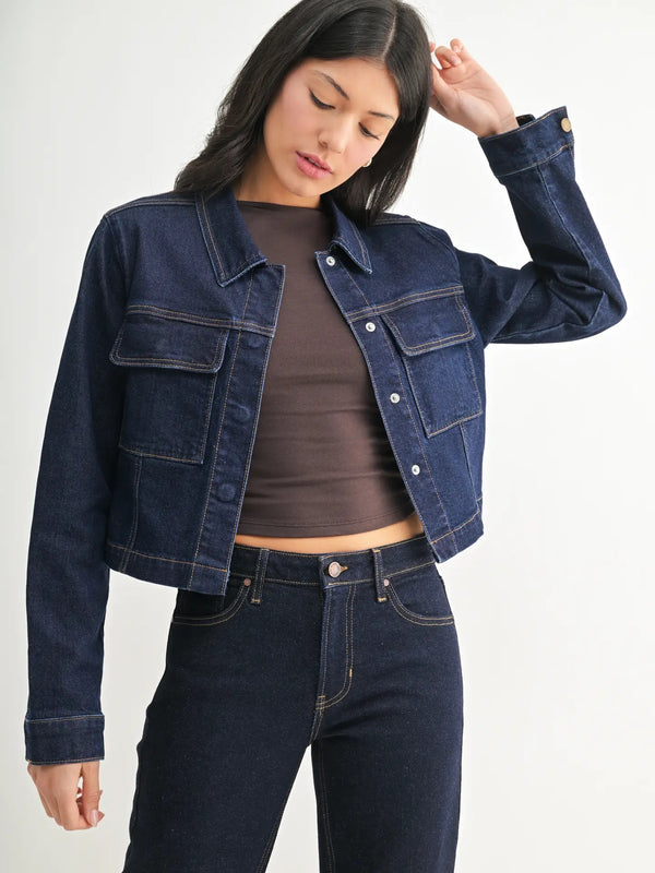 Snap Denim Jacket - Dark Wash