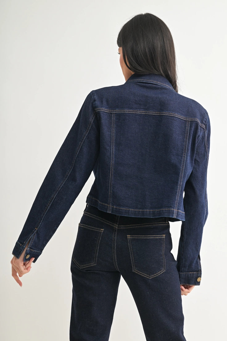 Snap Denim Jacket - Dark Wash