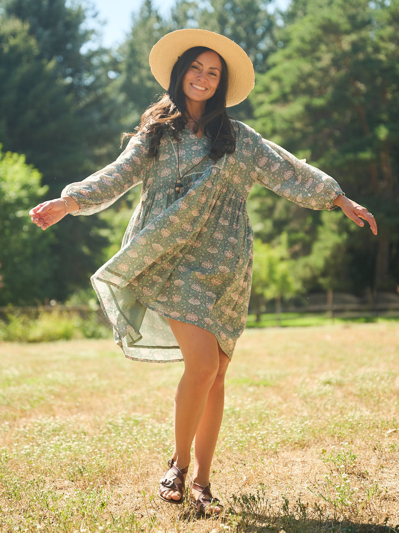 Sohla Mini Dress in Aegean Teal Floral