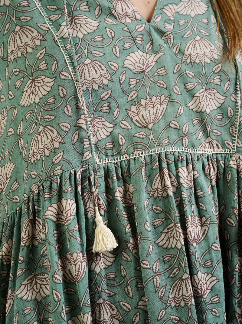 Sohla Mini Dress in Aegean Teal Floral