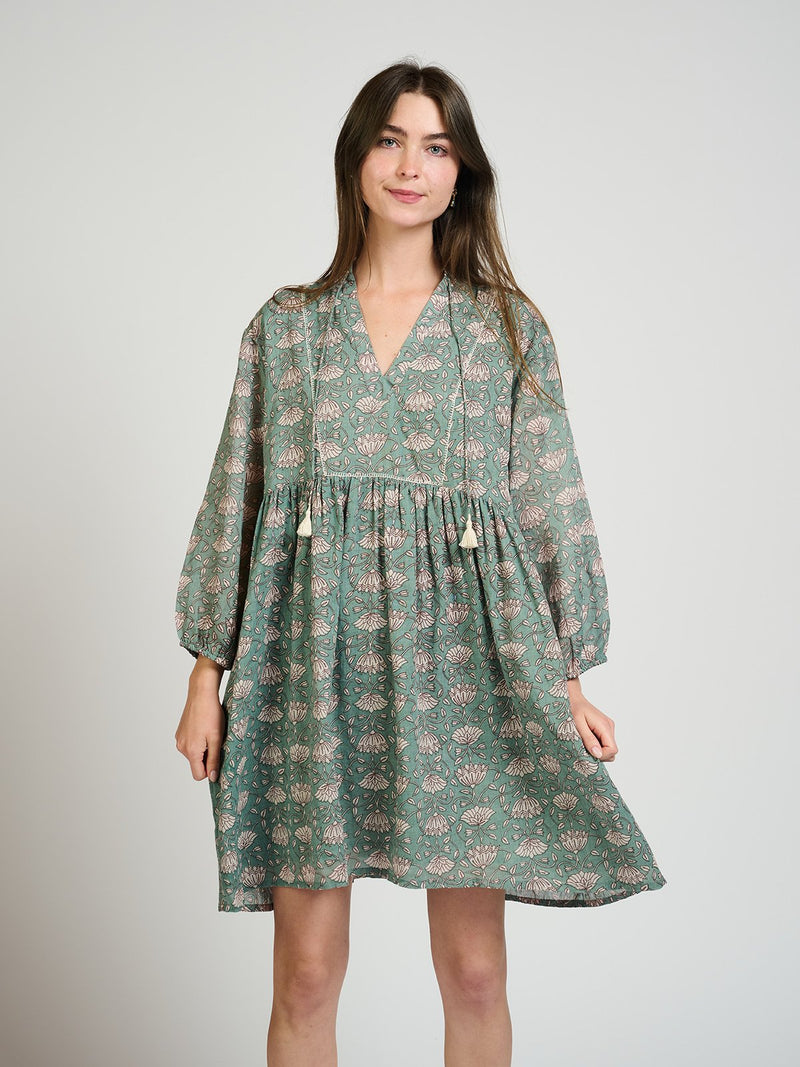 Sohla Mini Dress in Aegean Teal Floral