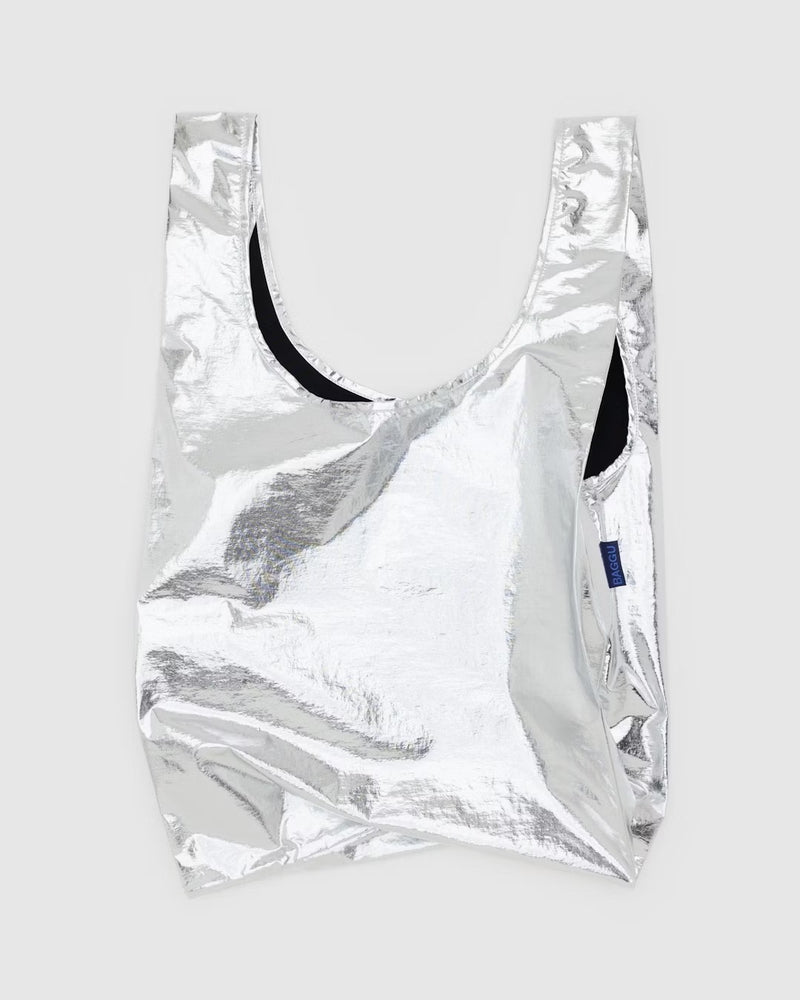 Standard Baggu Reusable Shopping Bag - Silver Metallic