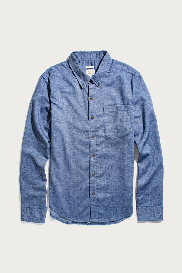 Sutton Slim Shirt in Indigo Herringbone