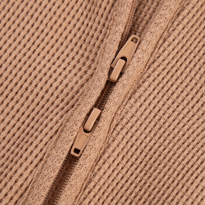Tawny Rose Waffle Zipper Footed Romper