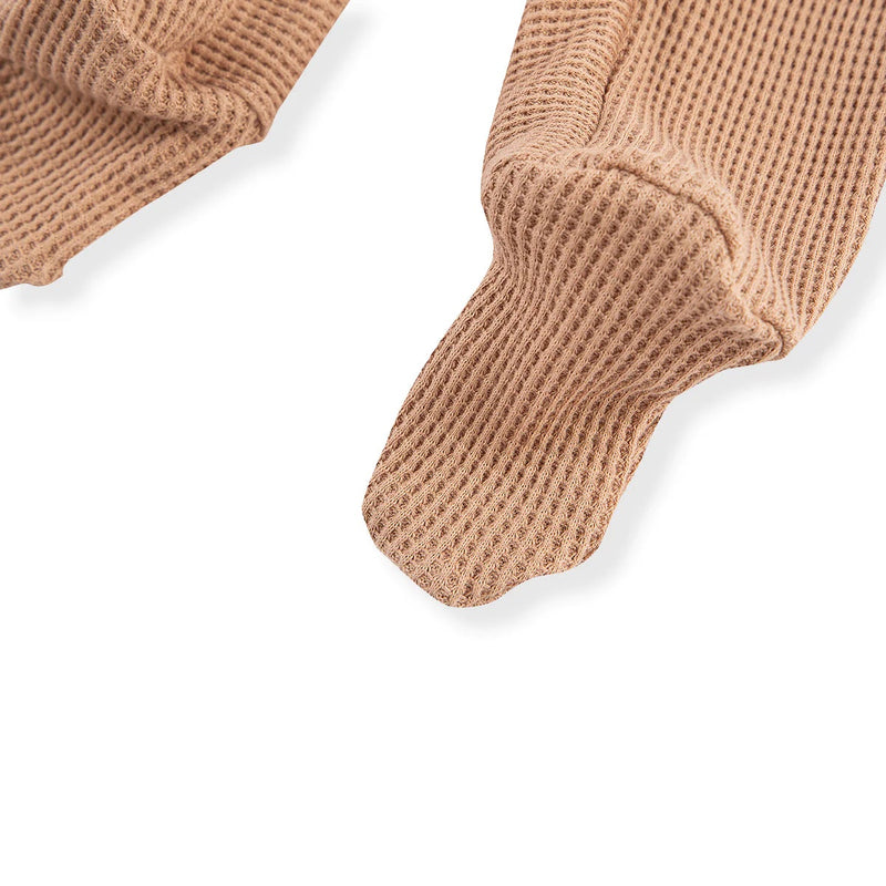 Tawny Rose Waffle Zipper Footed Romper
