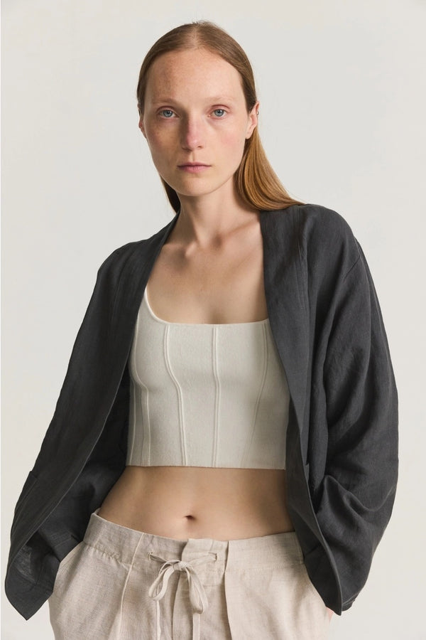 Yvette Linen Jacket - Charcoal