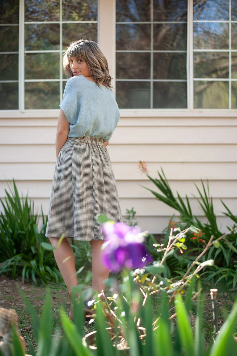 Bae Skirt in Black & Oat Cotton Gingham
