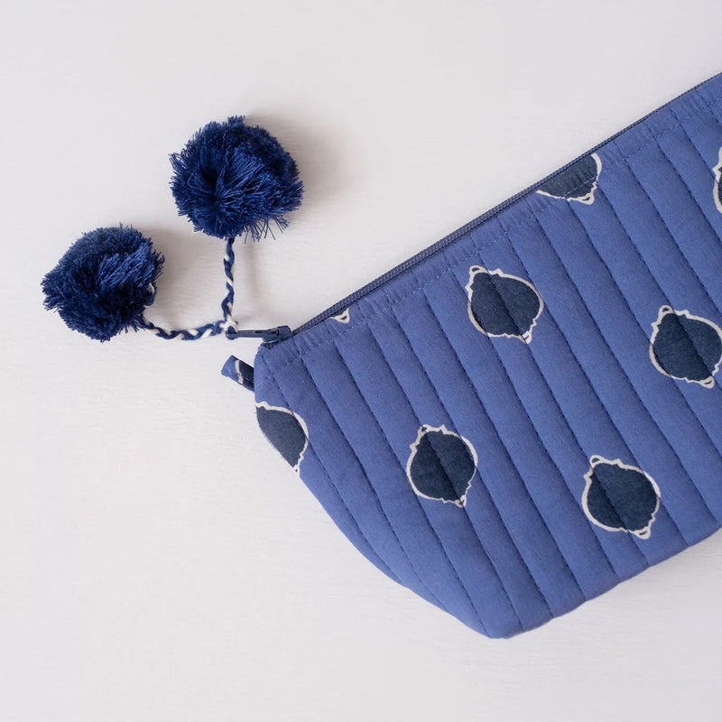 Petra Royal Blue Block Printed Make Up Pouch