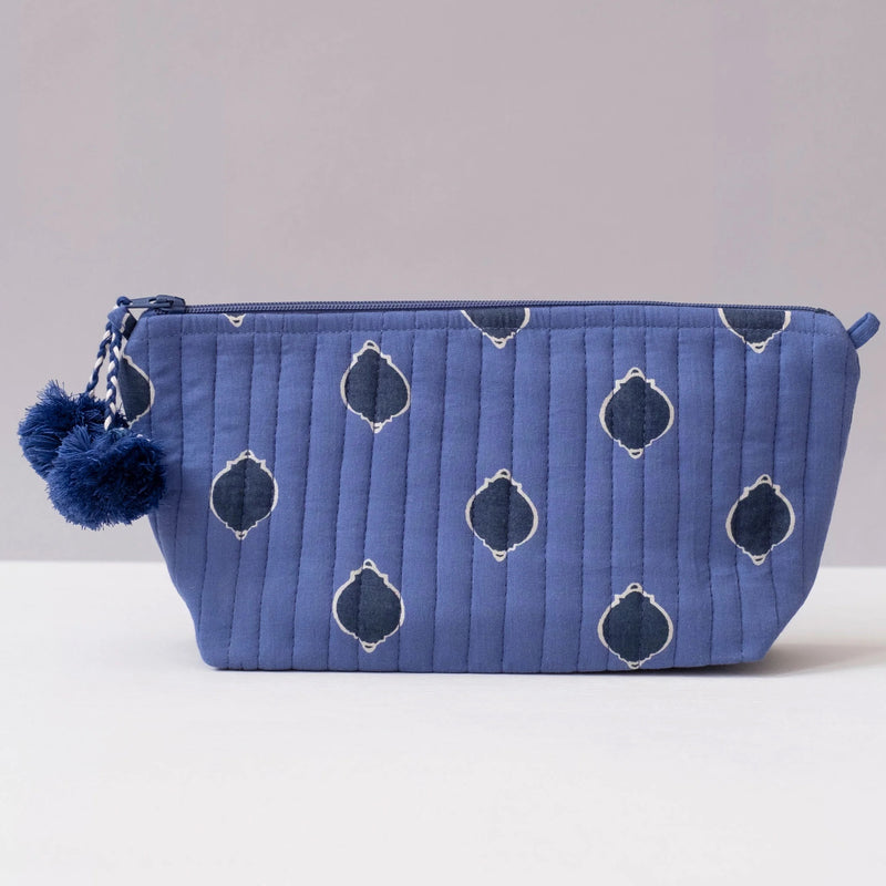 Petra Royal Blue Block Printed Make Up Pouch