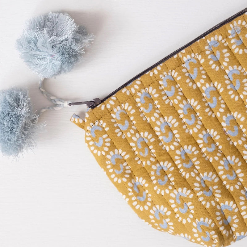 Sunburst Dark Honey Block Printed Make Up Pouch