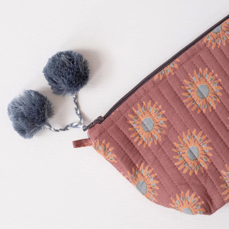 Sunflower Terracotta Block Printed Make Up Pouch