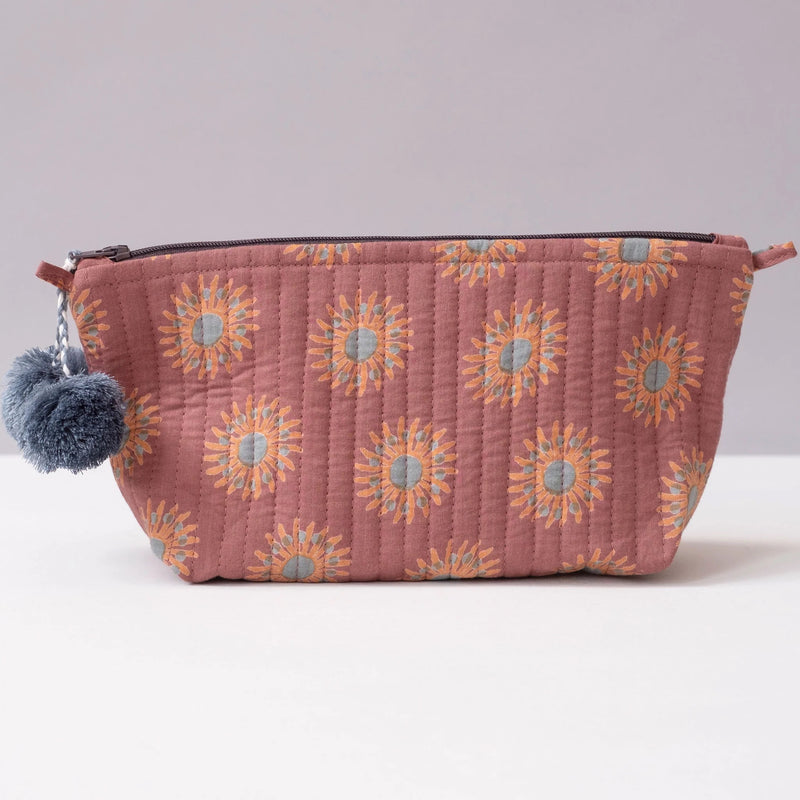 Sunflower Terracotta Block Printed Make Up Pouch