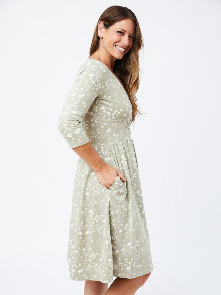 Callie Long Sleeve Wrap Dress in Field Taupe