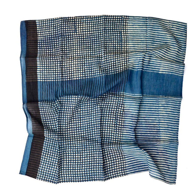 Chic Stripes Indigo Bandana (cotton/silk)