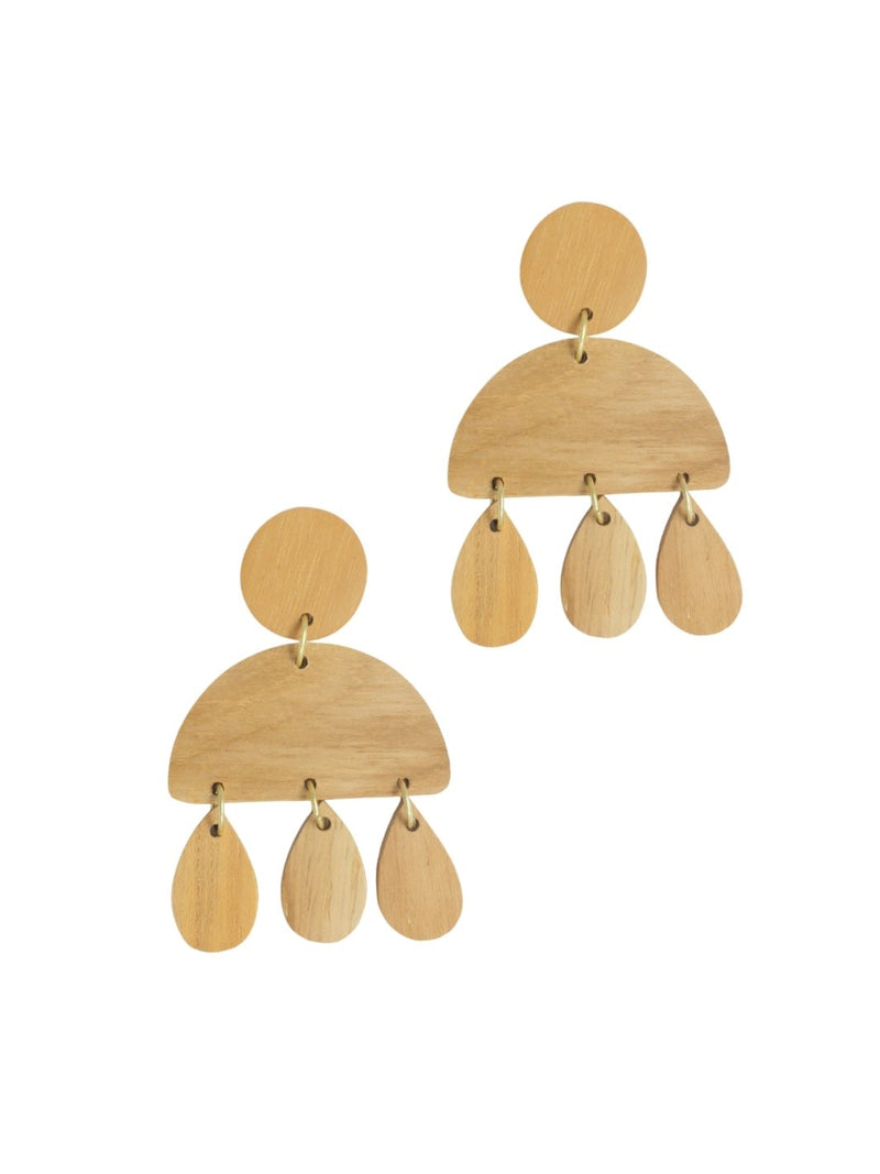 Droplets Wood Earrings