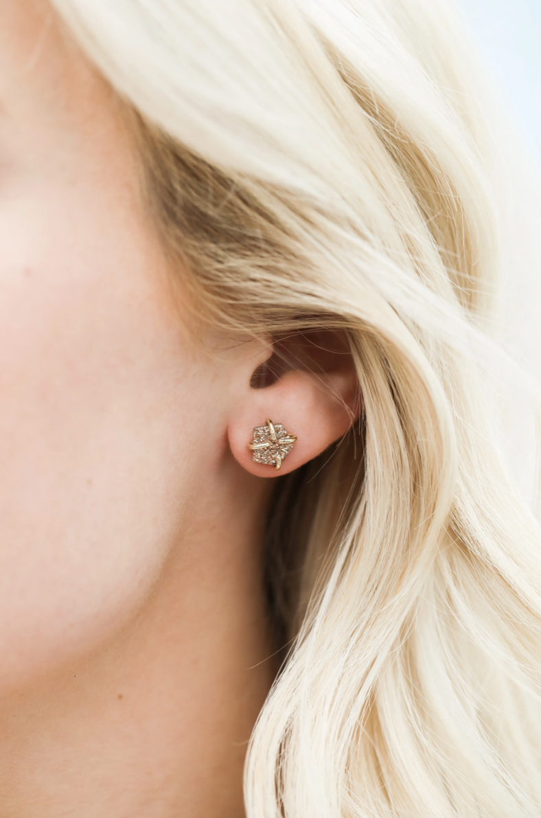 Druzy Prong Studs in Rose Gold