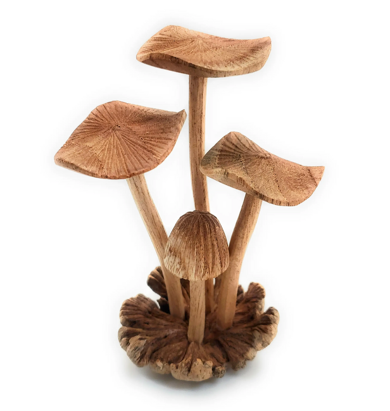 Hand-Carved All-Natural Wooden Mushroom Garden Accent
