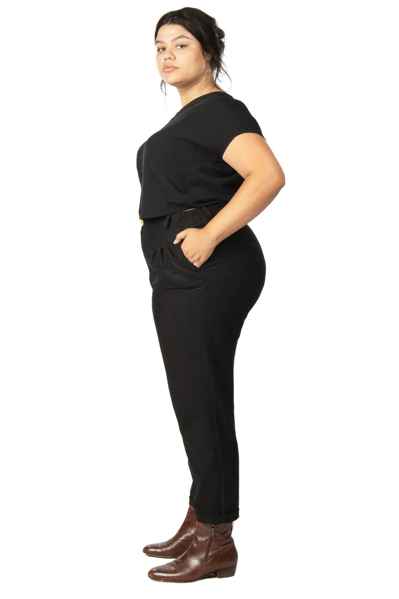 Perfect Pant in Black Linen