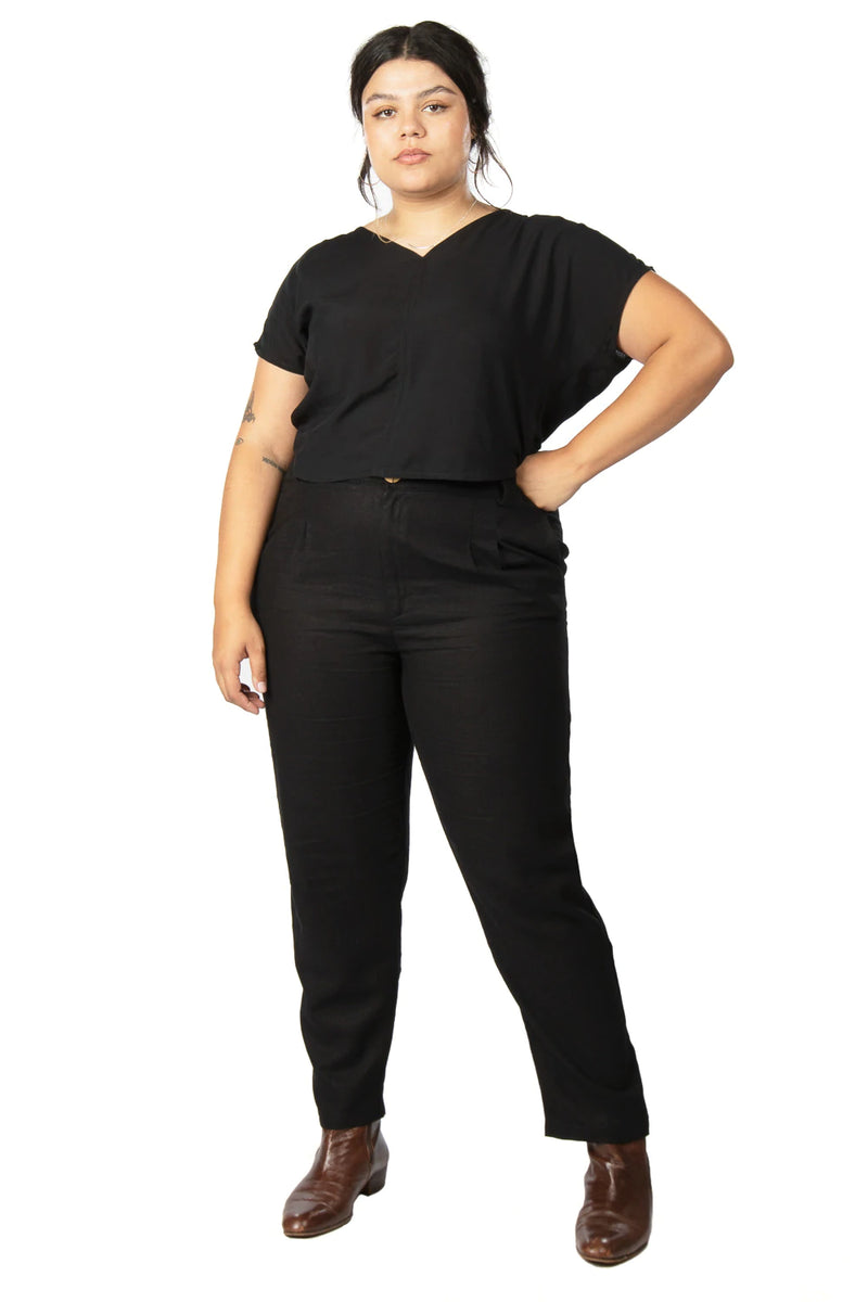 Perfect Pant in Black Linen
