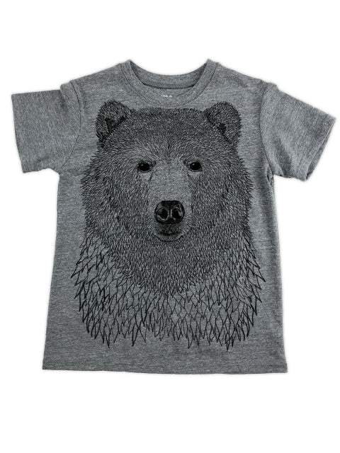 Bear Print Kid's Eco Tee - Heather Grey