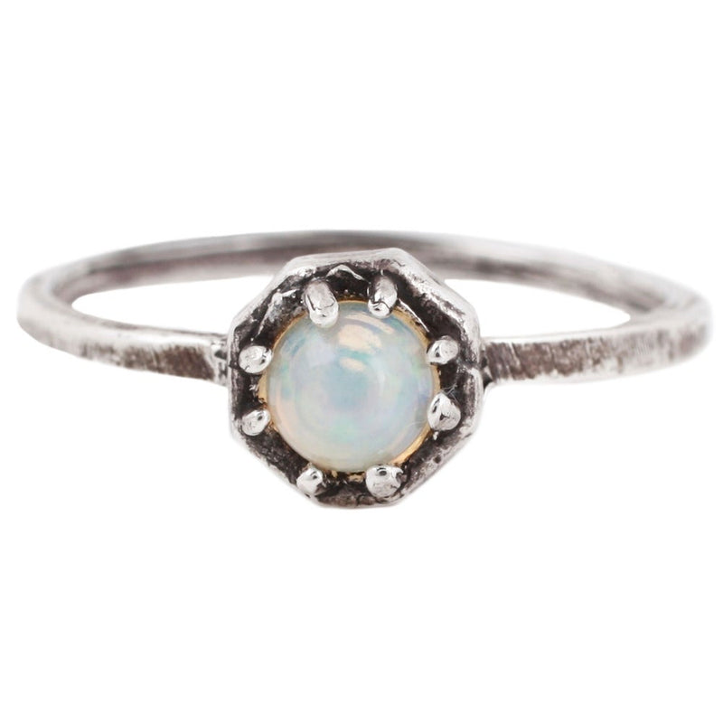 Lauren Wolf Silver Octagon Ring W/ Opal