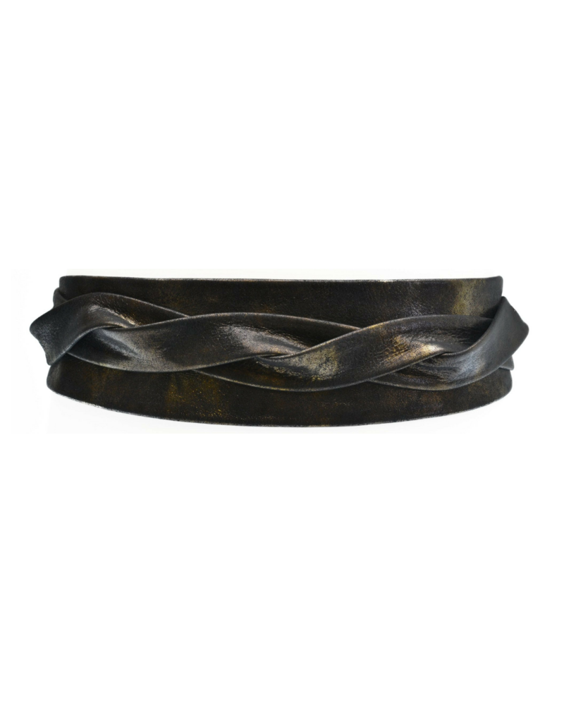 Ada Wide Metallic Leather Wrap Belt