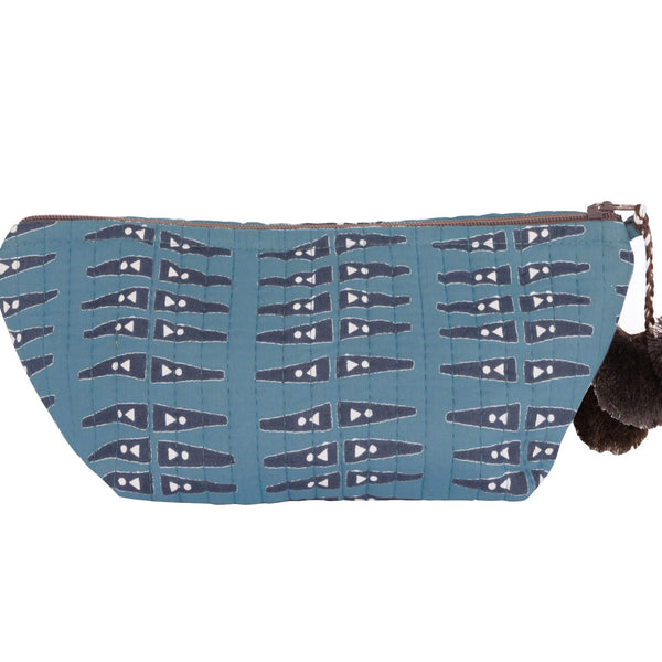 Anabel Blue Block Printed Make Up Pouch
