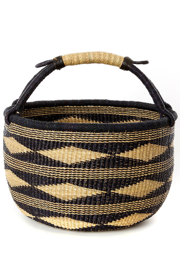 Midnight Diamond Handwoven Decorative Bolga Basket