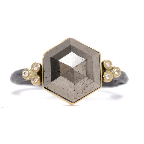 Hexagon Pyrite Ring
