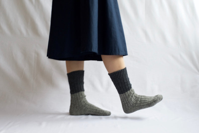 Wool & Cotton Slab Socks - Charcoal