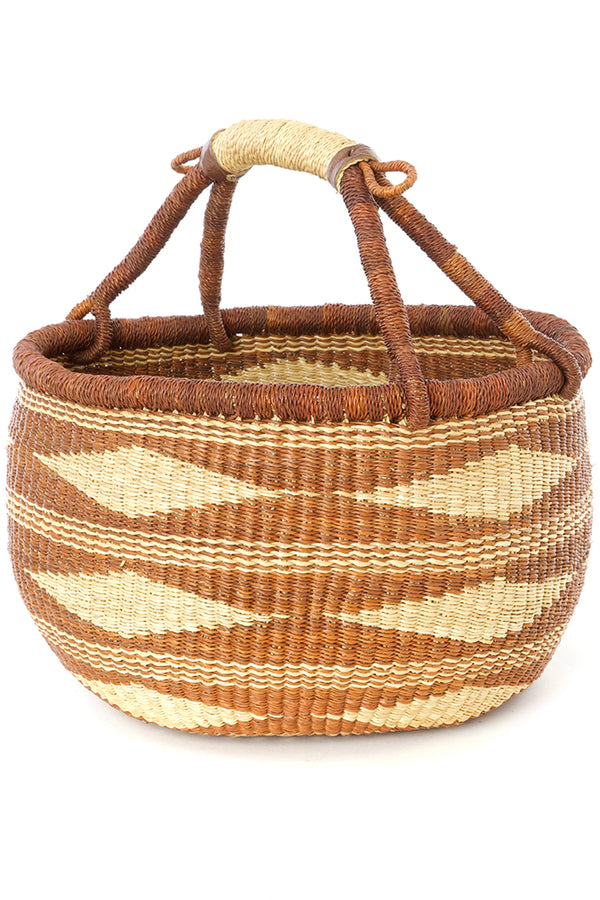 Caramel Diamond Handwoven Decorative Bolga Basket